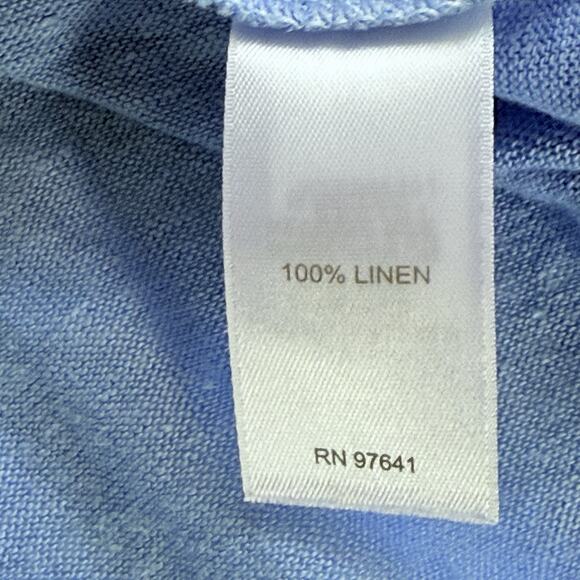 J. Jill Love Linen Top Large Light Blue Button Up Shirt Colorful Coastal - Picture 6 of 7